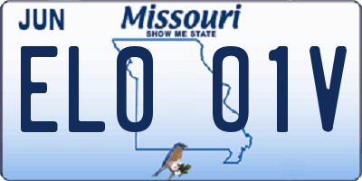 MO license plate EL0O1V