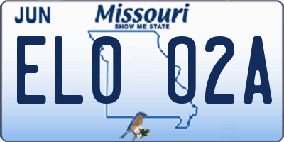 MO license plate EL0O2A