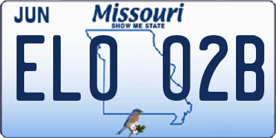 MO license plate EL0O2B