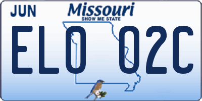MO license plate EL0O2C