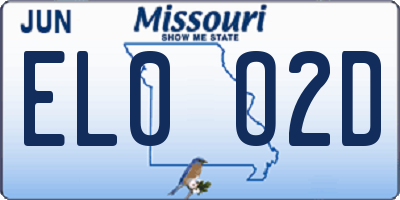 MO license plate EL0O2D
