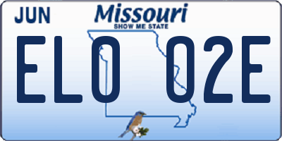 MO license plate EL0O2E