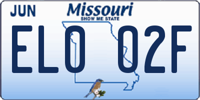 MO license plate EL0O2F