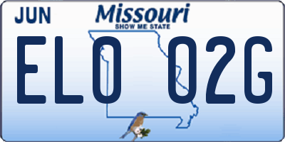MO license plate EL0O2G