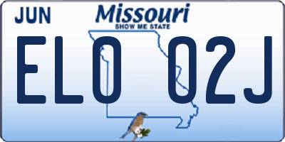 MO license plate EL0O2J