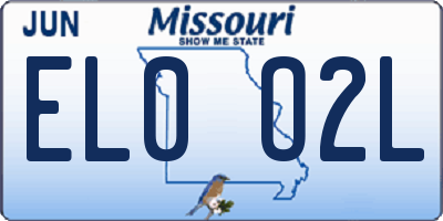 MO license plate EL0O2L
