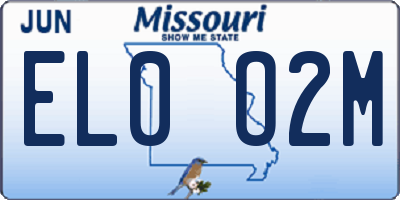 MO license plate EL0O2M