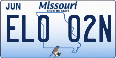 MO license plate EL0O2N