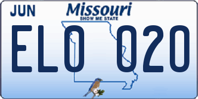 MO license plate EL0O2O