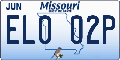 MO license plate EL0O2P