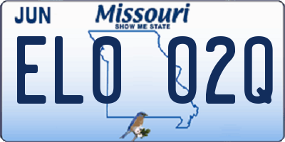 MO license plate EL0O2Q