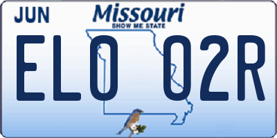 MO license plate EL0O2R
