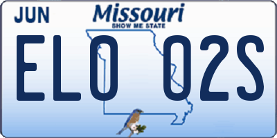 MO license plate EL0O2S