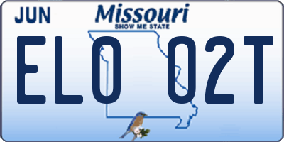 MO license plate EL0O2T