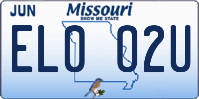 MO license plate EL0O2U