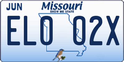 MO license plate EL0O2X