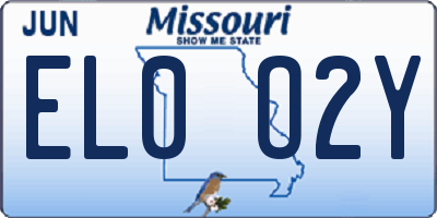 MO license plate EL0O2Y