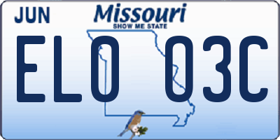 MO license plate EL0O3C