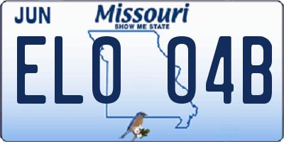 MO license plate EL0O4B