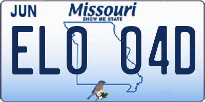 MO license plate EL0O4D