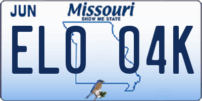 MO license plate EL0O4K