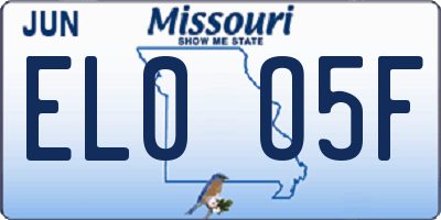 MO license plate EL0O5F