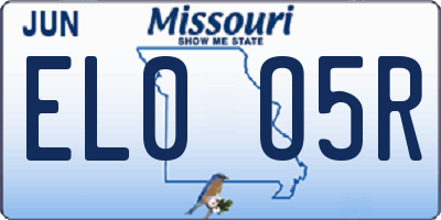 MO license plate EL0O5R