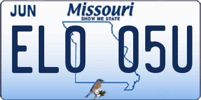 MO license plate EL0O5U