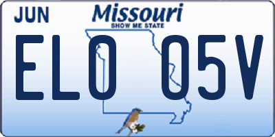 MO license plate EL0O5V