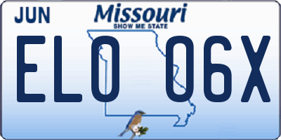 MO license plate EL0O6X