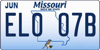 MO license plate EL0O7B