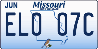 MO license plate EL0O7C