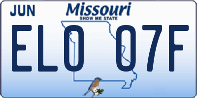 MO license plate EL0O7F
