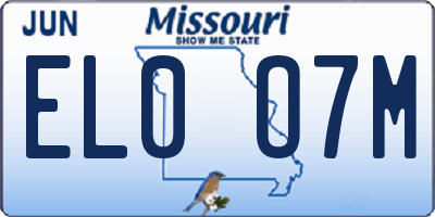 MO license plate EL0O7M