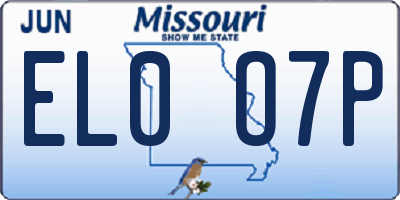 MO license plate EL0O7P