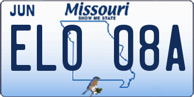 MO license plate EL0O8A