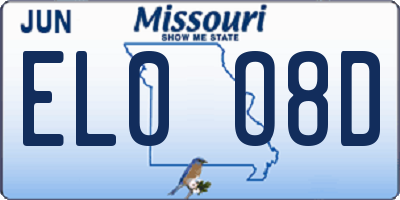 MO license plate EL0O8D