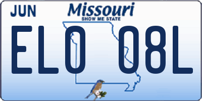 MO license plate EL0O8L
