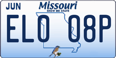 MO license plate EL0O8P