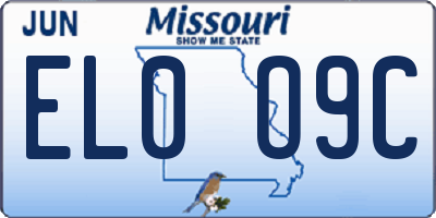 MO license plate EL0O9C