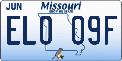 MO license plate EL0O9F