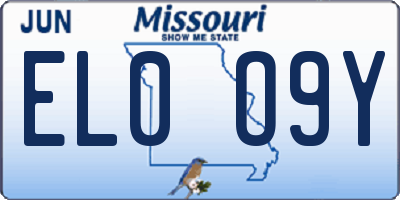 MO license plate EL0O9Y