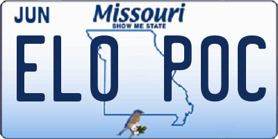 MO license plate EL0P0C