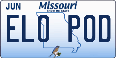 MO license plate EL0P0D