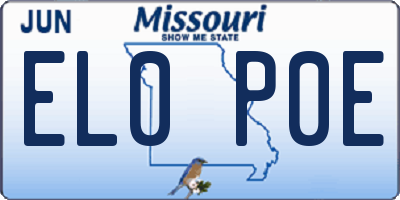 MO license plate EL0P0E