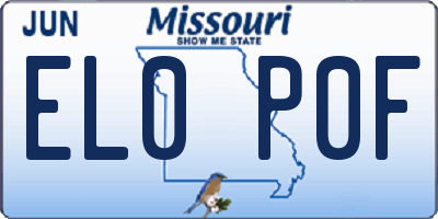 MO license plate EL0P0F