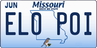 MO license plate EL0P0I