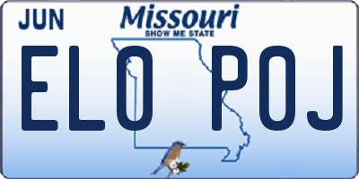 MO license plate EL0P0J