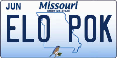 MO license plate EL0P0K