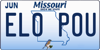 MO license plate EL0P0U